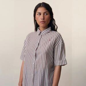 Moismont Edith Shirt N°776 Merle Navy Blue Size Medium NWT